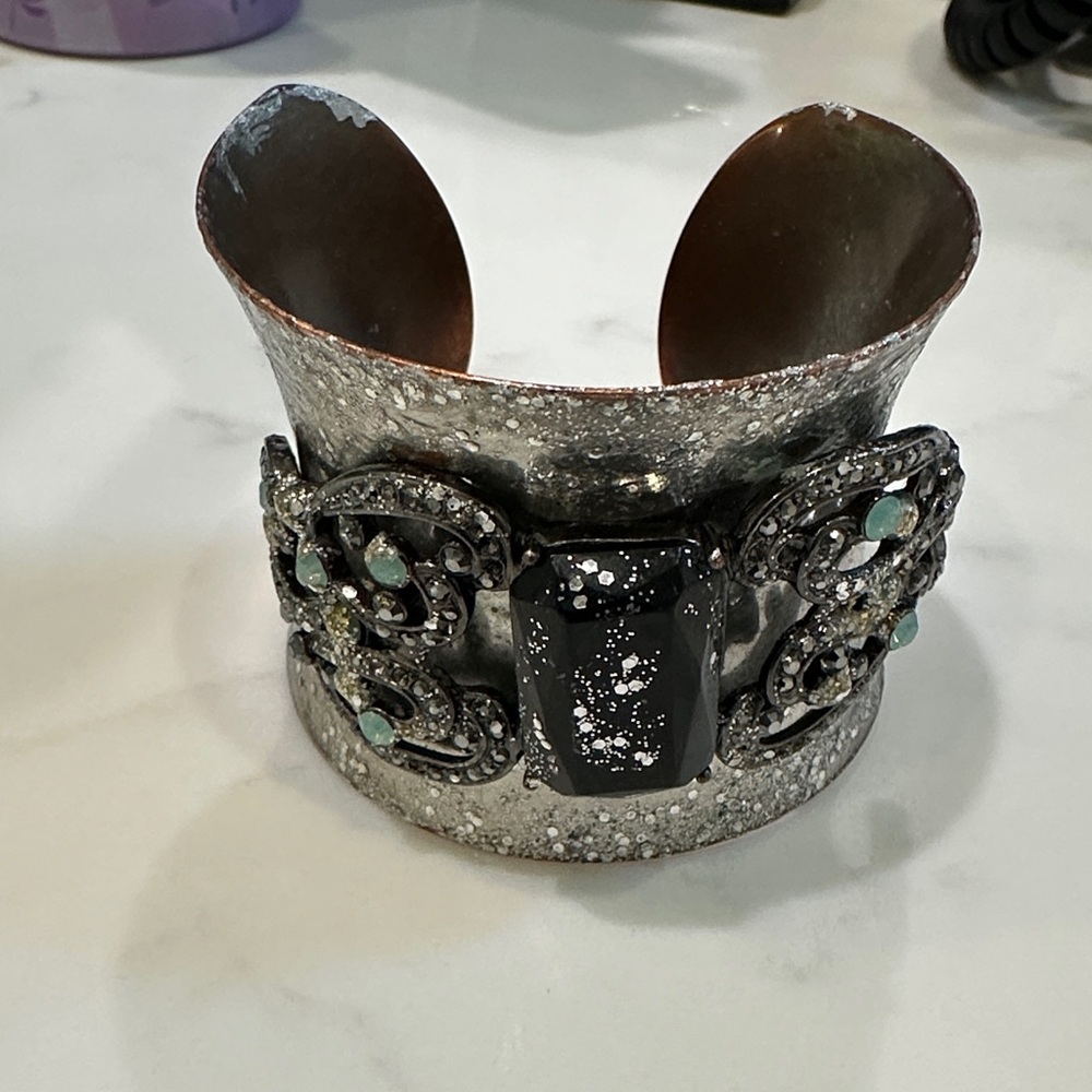 VINTAGE Copper- Silver Cuff Bracelet- wear-tear-glitter will be remove b-4 ship